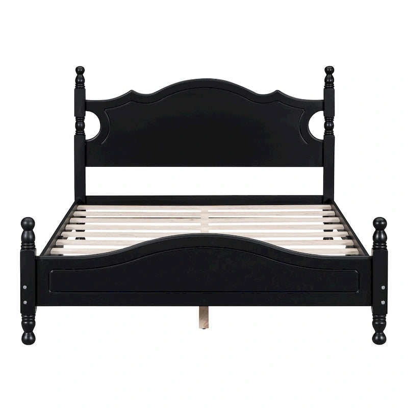 Houten bedframe in retrostijl met hoofdeinde