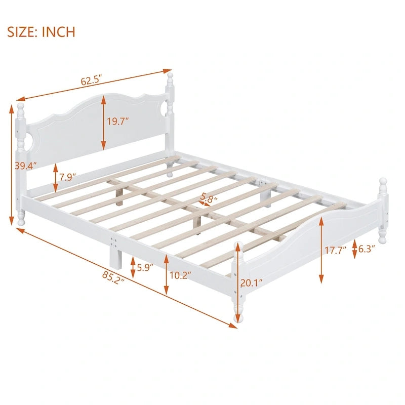 Houten bedframe in retrostijl met hoofdeinde