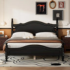 Houten bedframe in retrostijl met hoofdeinde
