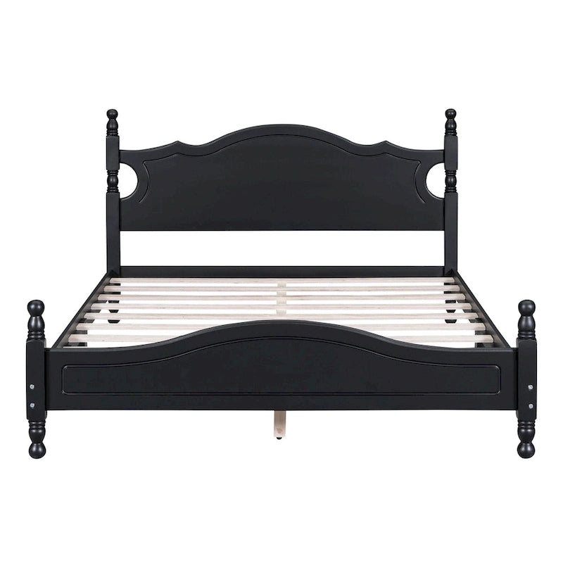 Houten bedframe in retrostijl met hoofdeinde