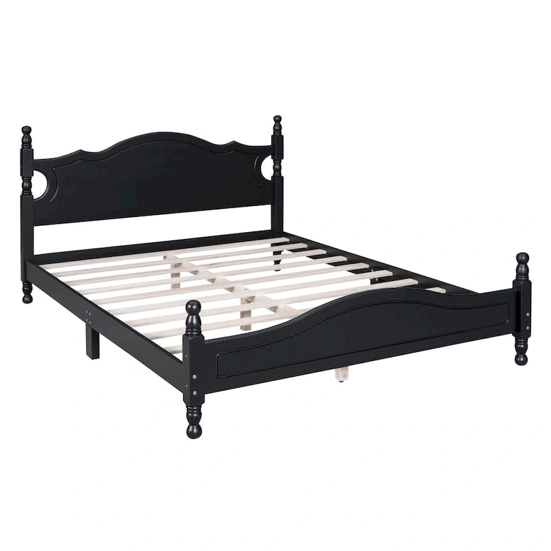 Houten bedframe in retrostijl met hoofdeinde
