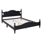 Houten bedframe in retrostijl met hoofdeinde