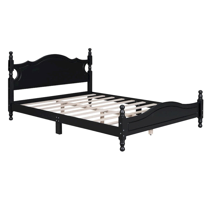 Houten bedframe in retrostijl met hoofdeinde