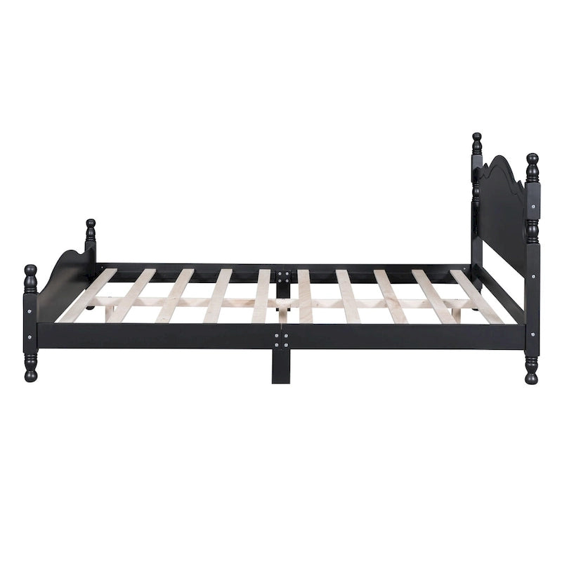 Houten bedframe in retrostijl met hoofdeinde