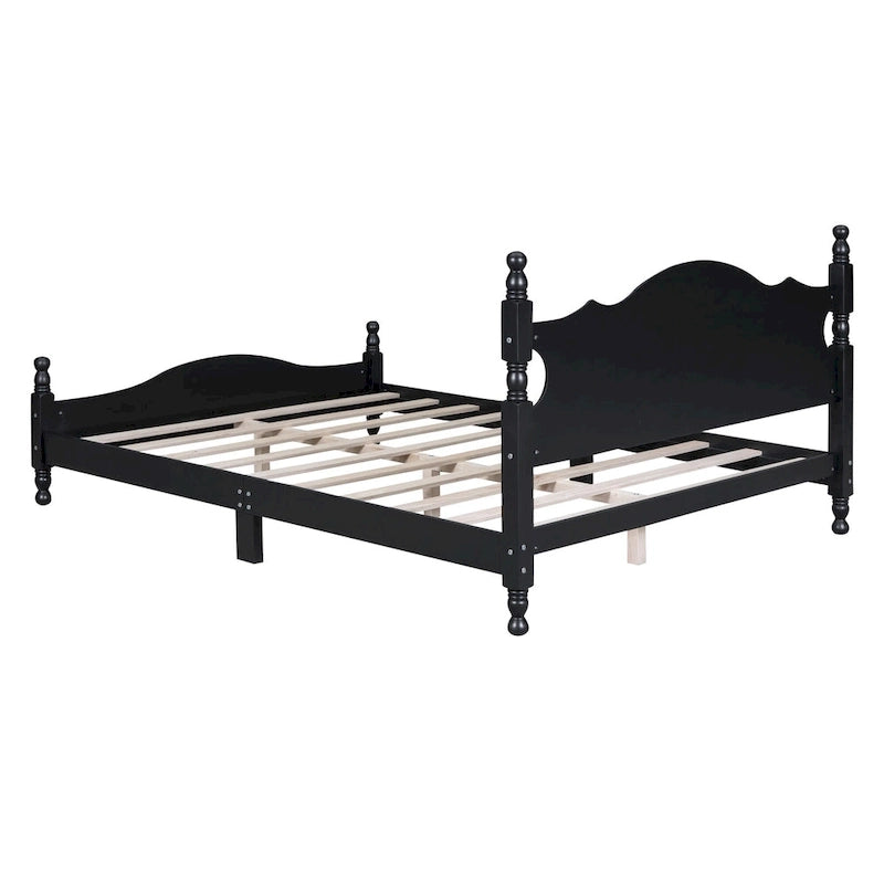 Houten bedframe in retrostijl met hoofdeinde
