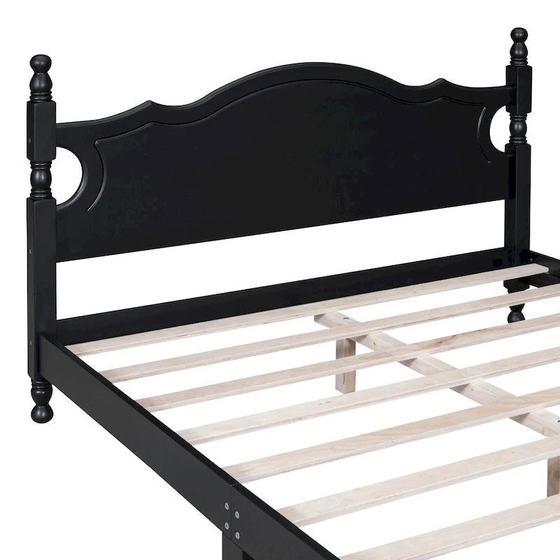 Houten bedframe in retrostijl met hoofdeinde