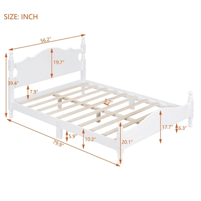 Houten bedframe in retrostijl met hoofdeinde