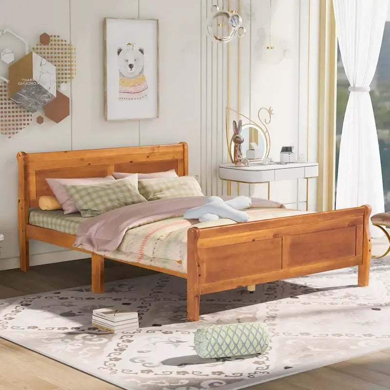 Queen Size Houten Platformbed met Hoofd- en Voeteneinde