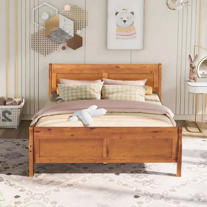 Queen Size Houten Platformbed met Hoofd- en Voeteneinde