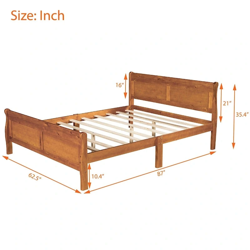 Queen Size Houten Platformbed met Hoofd- en Voeteneinde