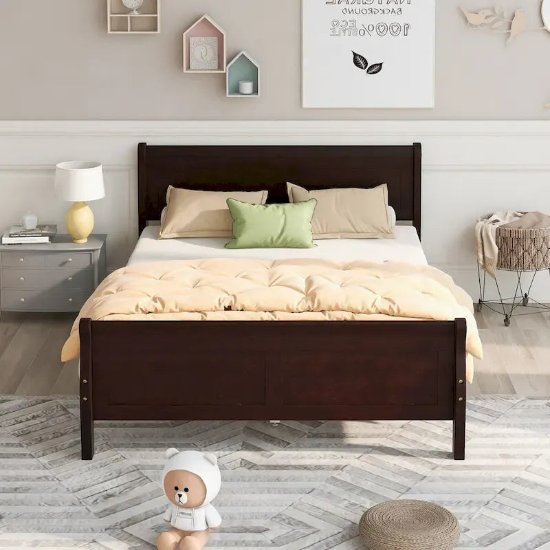 Queen Size Houten Platformbed met Hoofd- en Voeteneinde