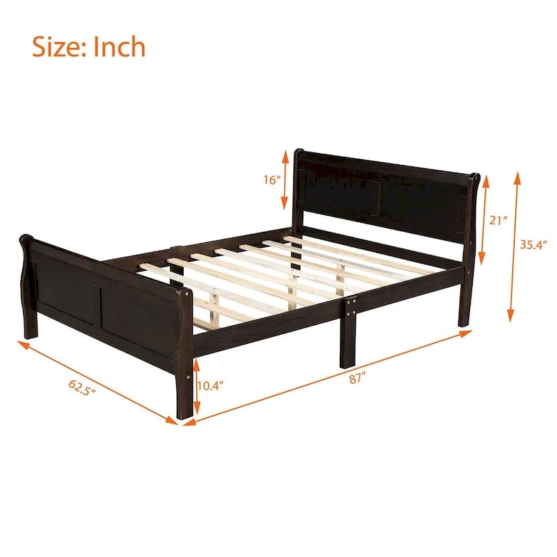 Queen Size Houten Platformbed met Hoofd- en Voeteneinde