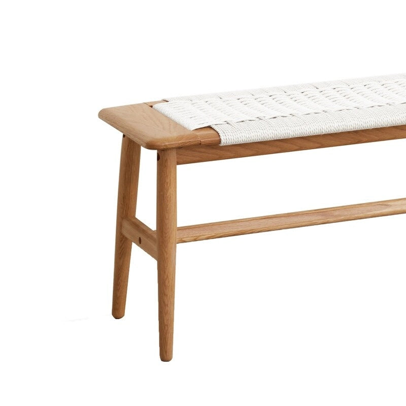Eikenhouten bank met gevlochten design – eetkamer, slaapkamer & hal