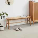 Eikenhouten bank met gevlochten design – eetkamer, slaapkamer & hal