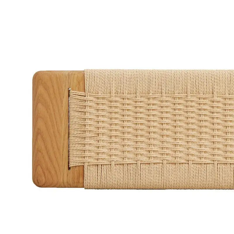 Eikenhouten bank met gevlochten design – eetkamer, slaapkamer & hal