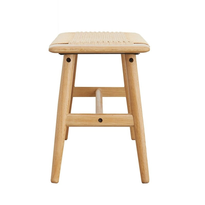 Eikenhouten bank met gevlochten design – eetkamer, slaapkamer & hal