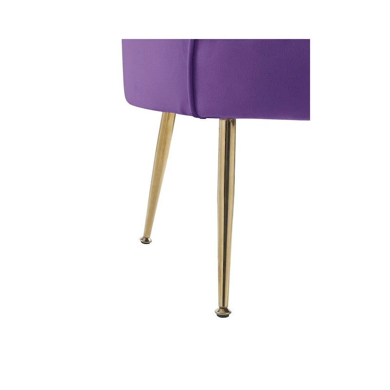 Kuipstoel met geschulpte rugleuning, velours bekleding en metalen poten