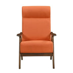 32-inch hoge accentfauteuil met hoge rugleuning, oranje polyester, massief hout