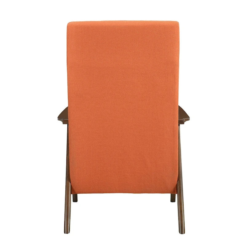 32-inch hoge accentfauteuil met hoge rugleuning, oranje polyester, massief hout