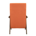 32-inch hoge accentfauteuil met hoge rugleuning, oranje polyester, massief hout