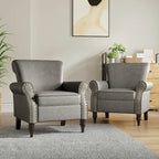 Set van 2 kunstlederen fauteuils met houten poten