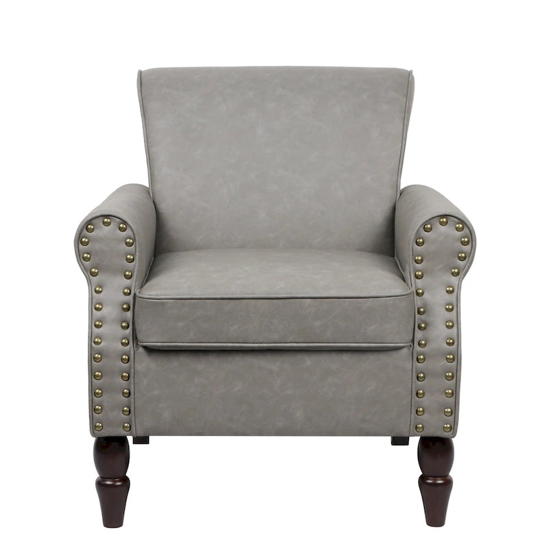 Set van 2 kunstlederen fauteuils met houten poten