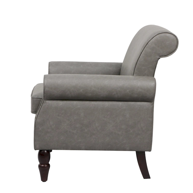 Set van 2 kunstlederen fauteuils met houten poten