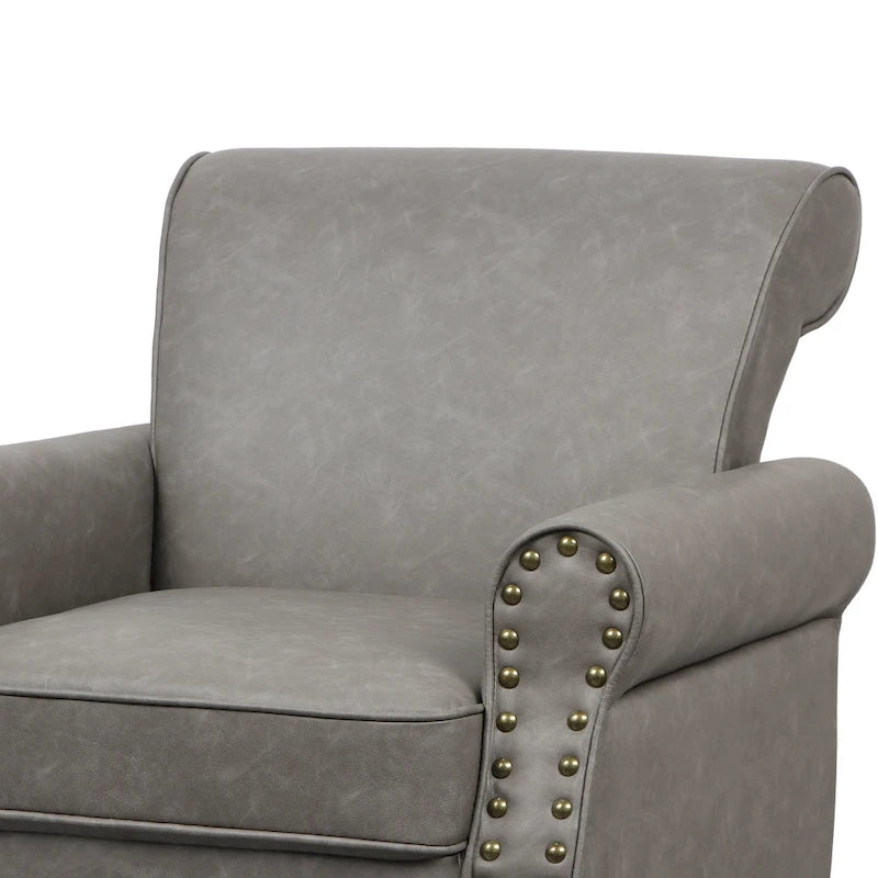 Set van 2 kunstlederen fauteuils met houten poten