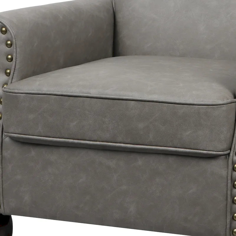 Set van 2 kunstlederen fauteuils met houten poten