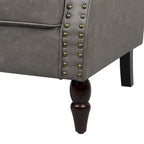 Set van 2 kunstlederen fauteuils met houten poten