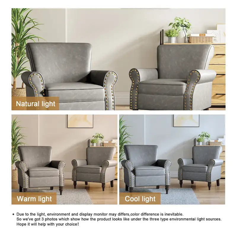Set van 2 kunstlederen fauteuils met houten poten