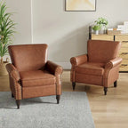 Set van 2 kunstlederen fauteuils met houten poten