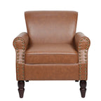 Set van 2 kunstlederen fauteuils met houten poten