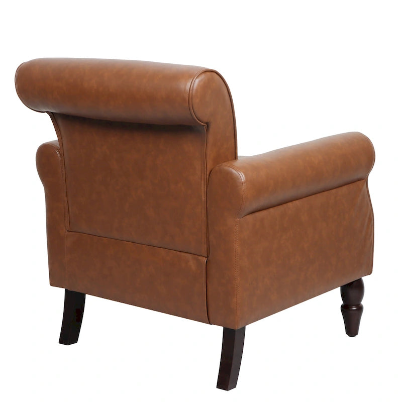 Set van 2 kunstlederen fauteuils met houten poten