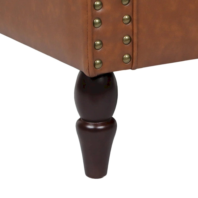 Set van 2 kunstlederen fauteuils met houten poten