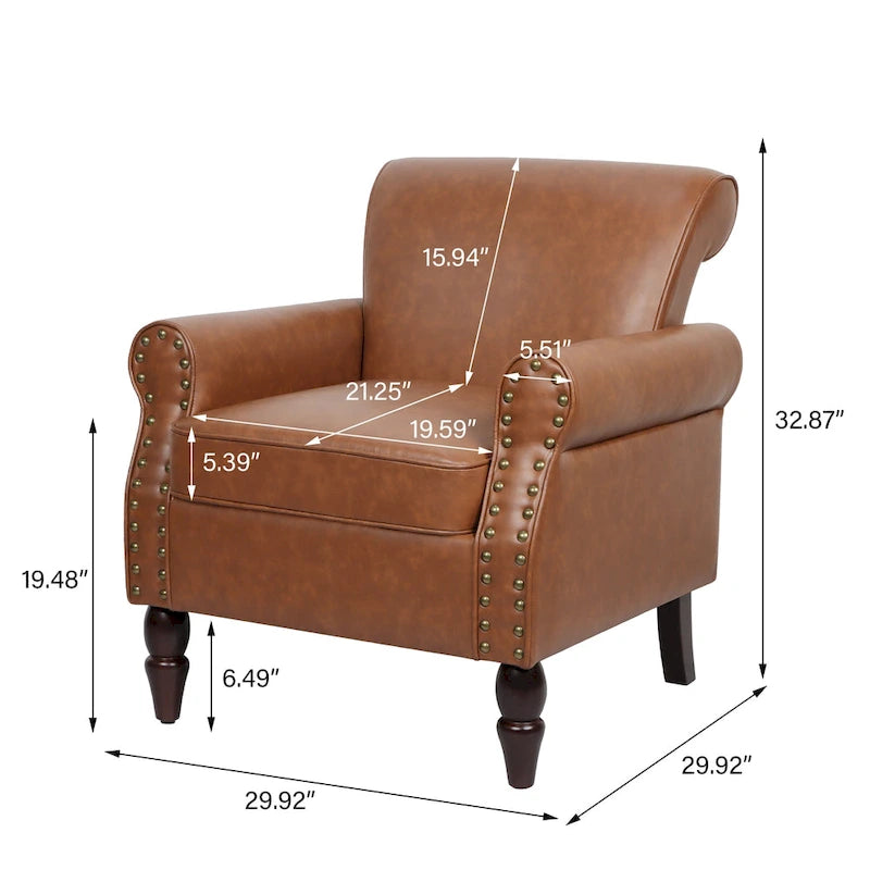 Set van 2 kunstlederen fauteuils met houten poten