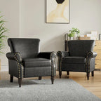 Set van 2 kunstlederen fauteuils met houten poten