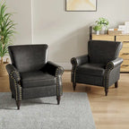 Set van 2 kunstlederen fauteuils met houten poten