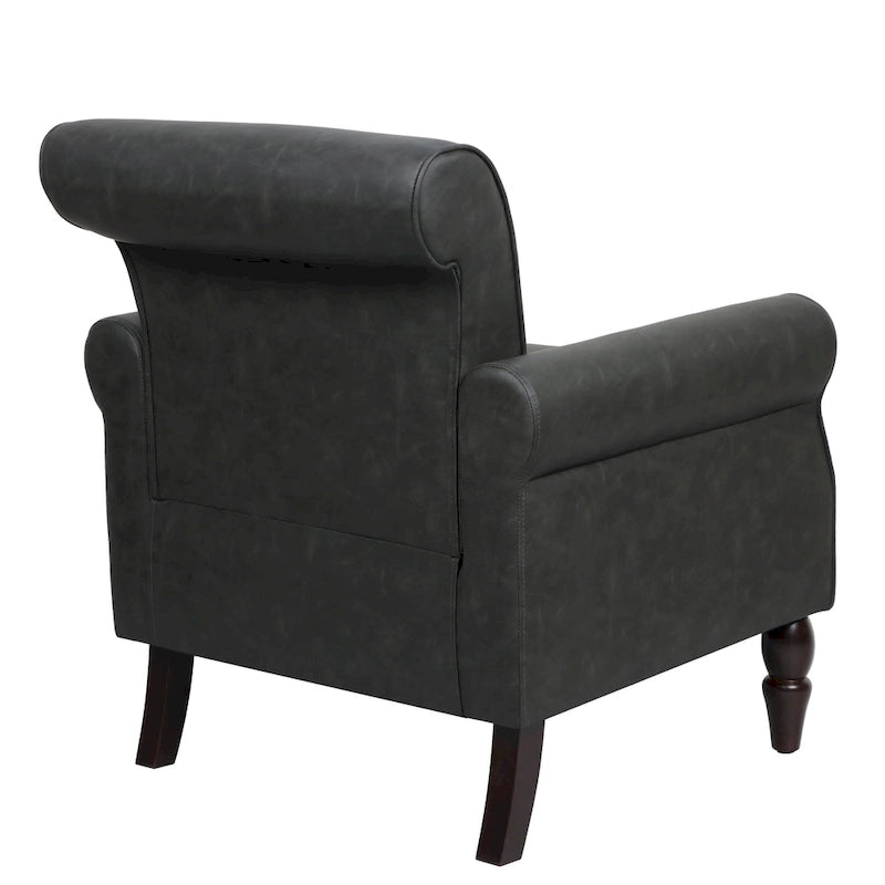 Set van 2 kunstlederen fauteuils met houten poten