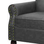 Set van 2 kunstlederen fauteuils met houten poten