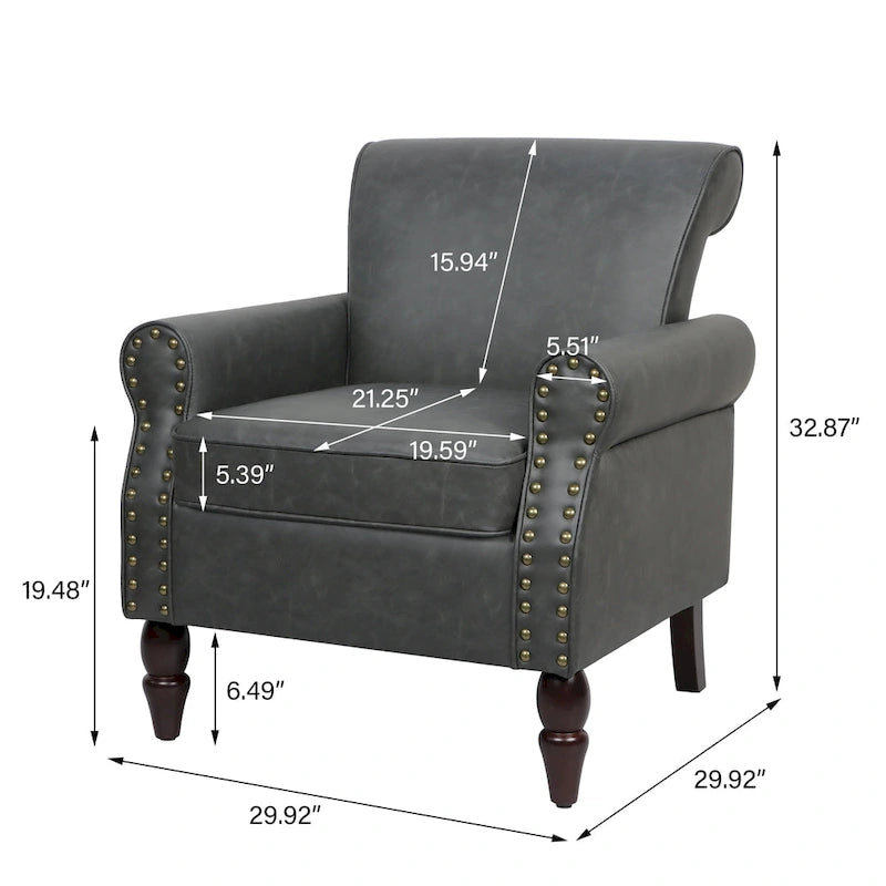 Set van 2 kunstlederen fauteuils met houten poten