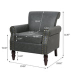 Set van 2 kunstlederen fauteuils met houten poten