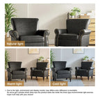 Set van 2 kunstlederen fauteuils met houten poten