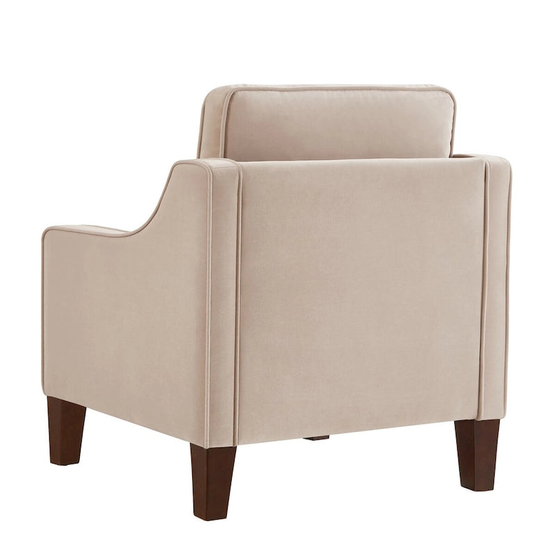 Velvet accentstoel met houten poten