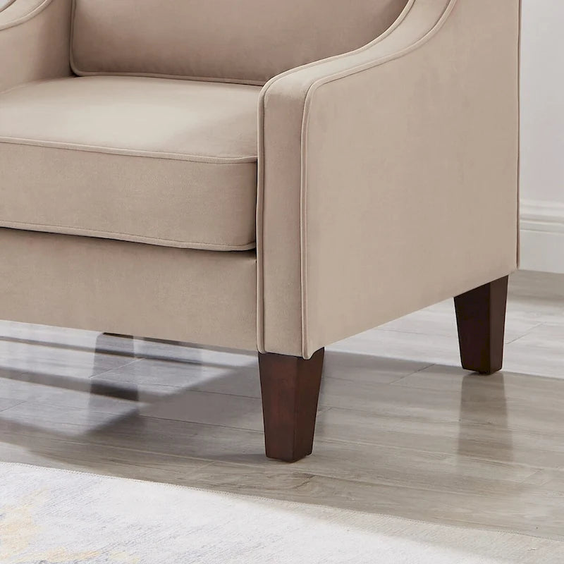 Velvet accentstoel met houten poten