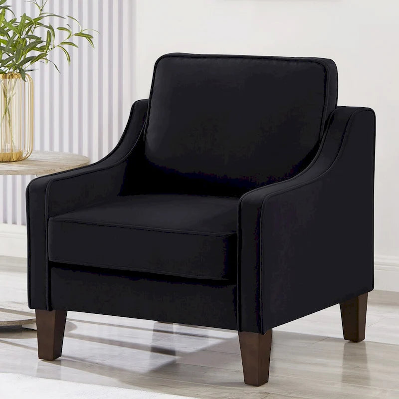 Velvet accentstoel met houten poten