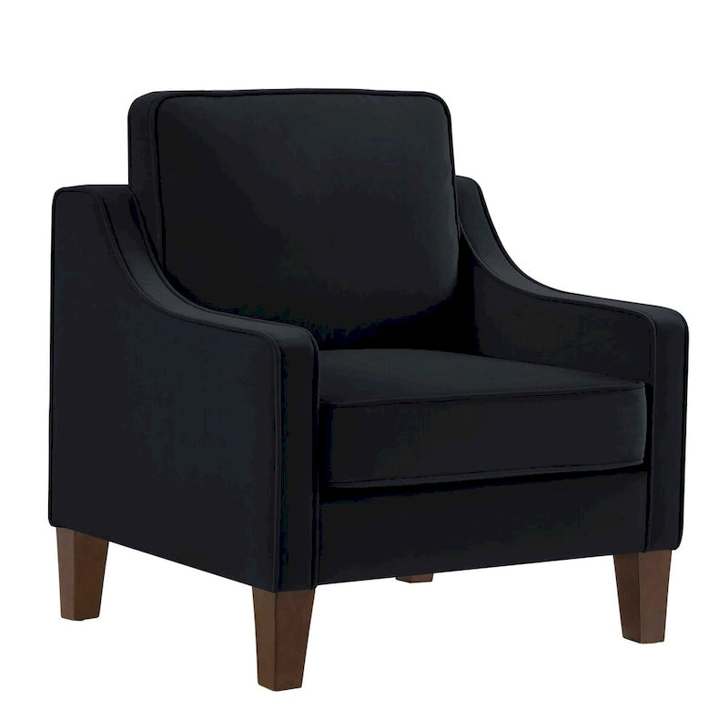 Velvet accentstoel met houten poten