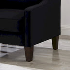 Velvet accentstoel met houten poten