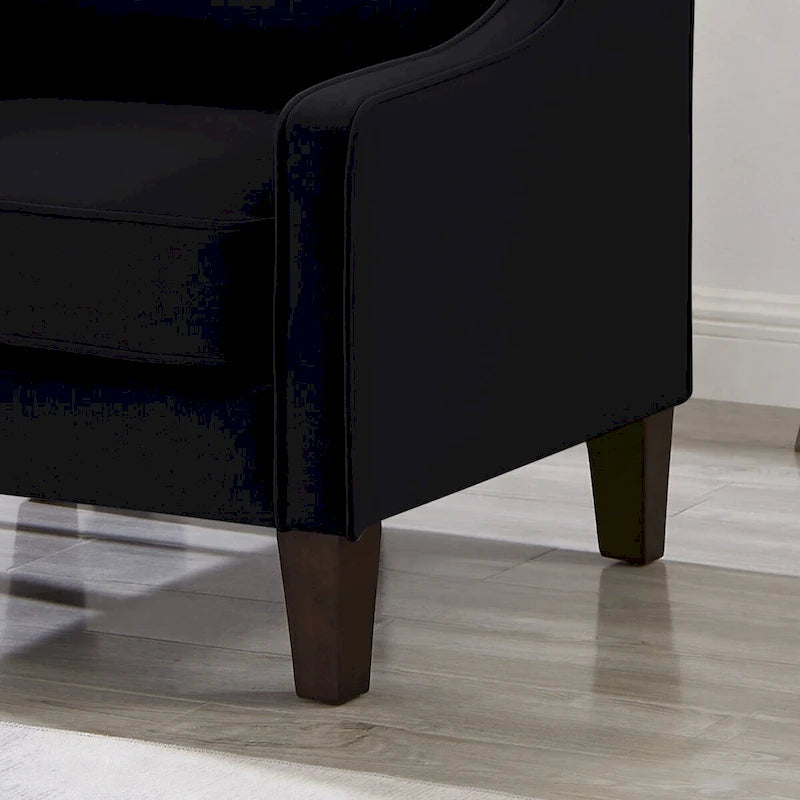 Velvet accentstoel met houten poten