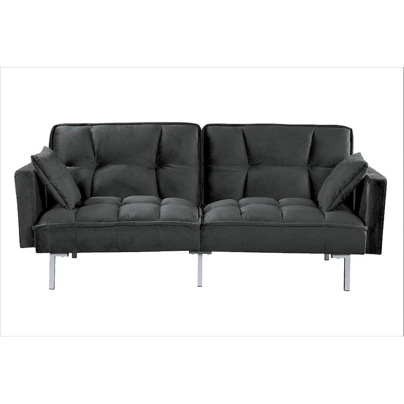 Converteerbare slaapbank met getufte fluwelen bekleding en metalen poten